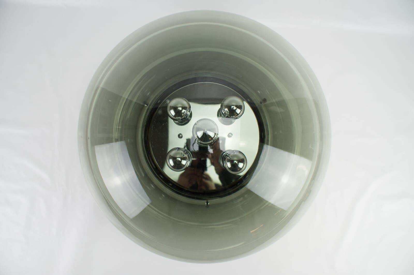 Huge Vintage Smoked Glass And Chrome Wall Light From Hilldebrand, Germany, 1960s photo Lighting