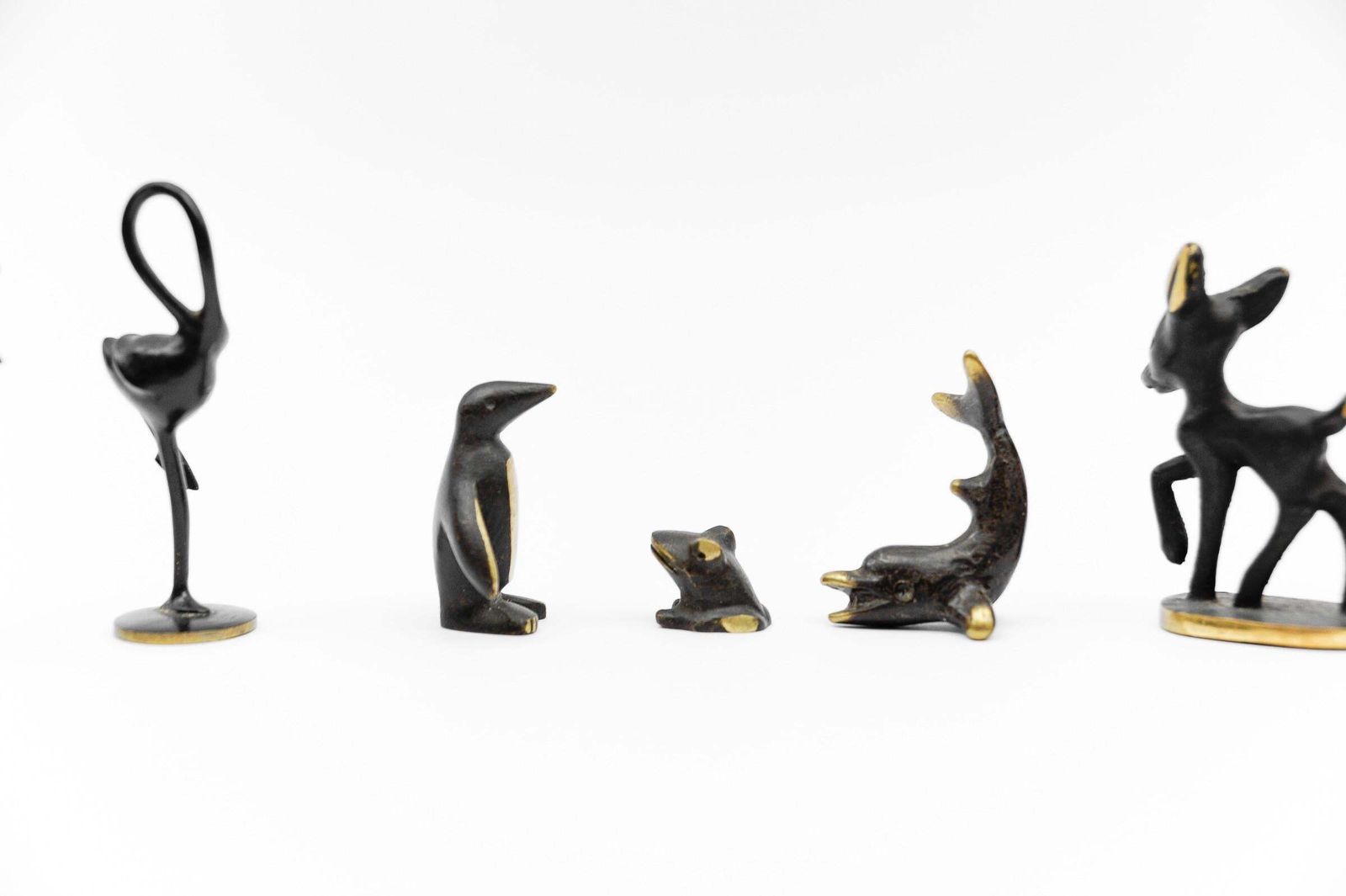 Set Of 7 Mid Century Modern Massive Brass Animals, Austria, 1960s photo vintage