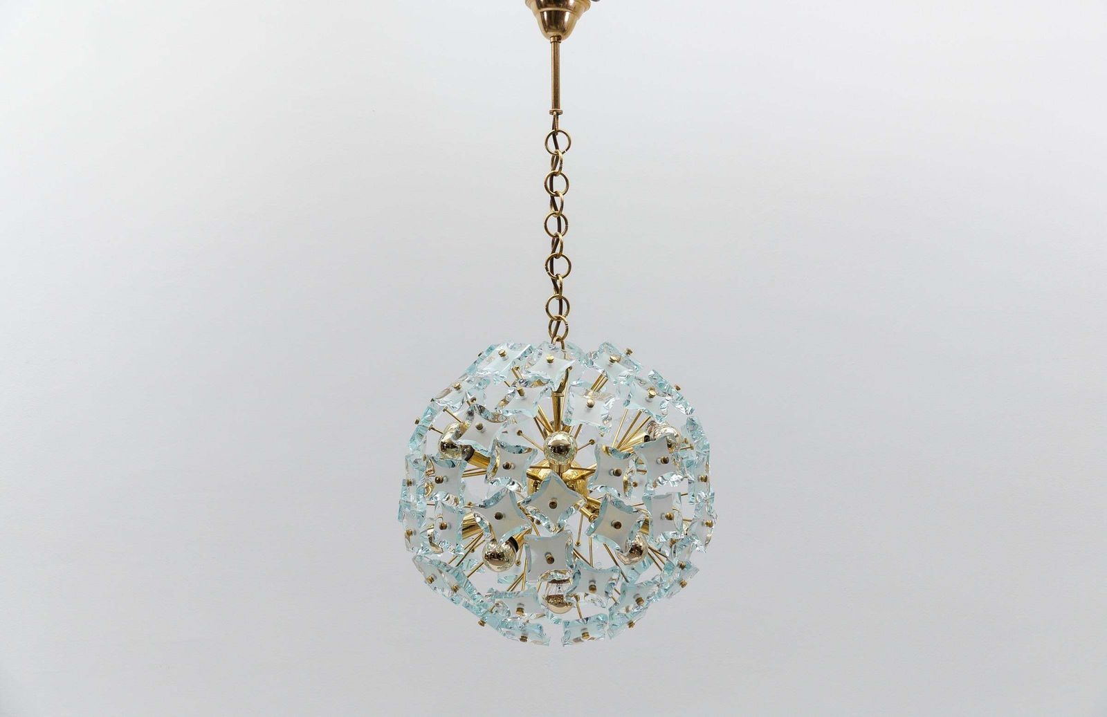 Fontana Arte Snowflake Lamp In Gold And Glass, 1960s Italy photo furniture