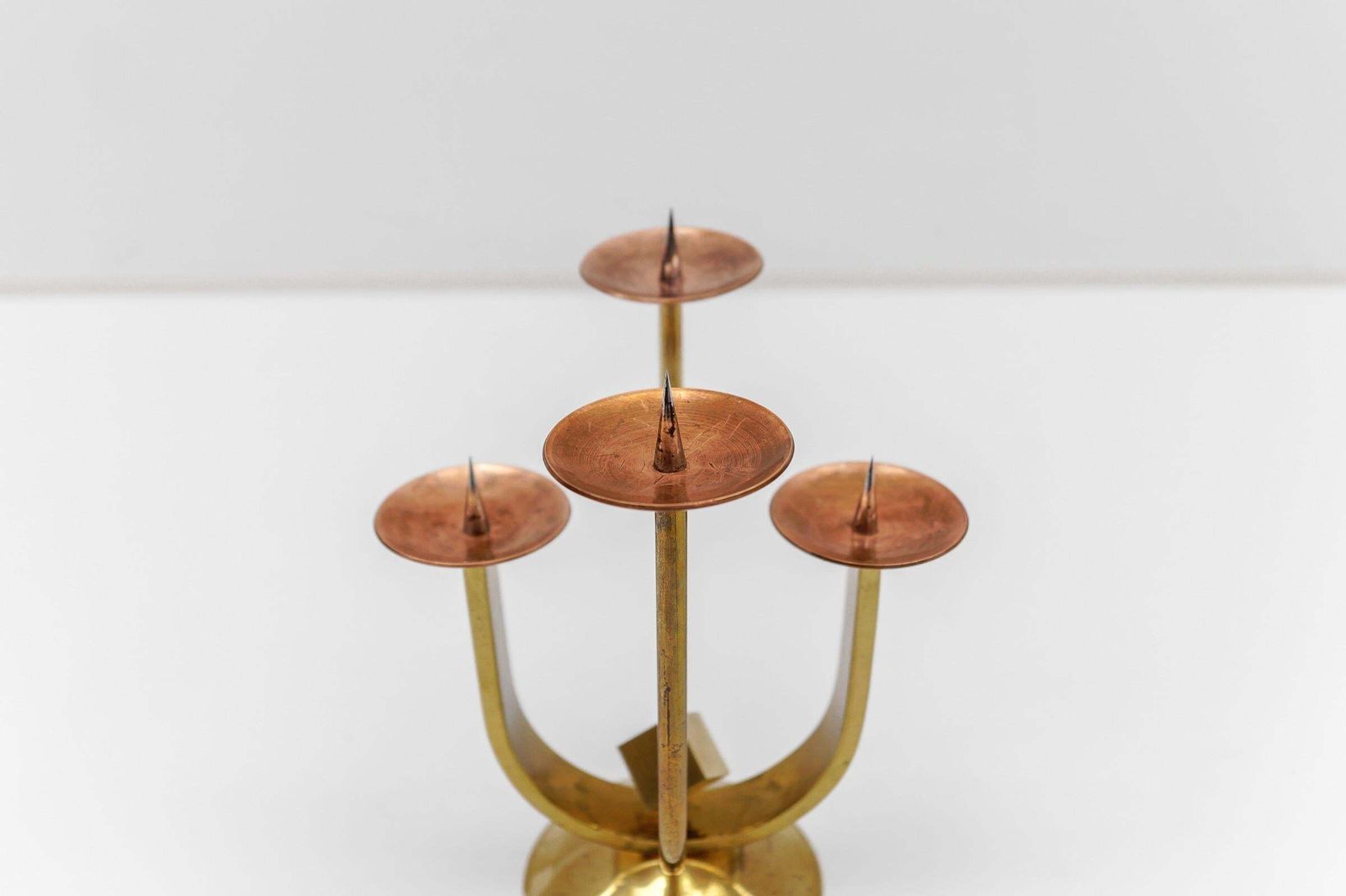 722.0 Artist Brutalist Candleholder Made In Brass And Copper, 1960s Austria photo