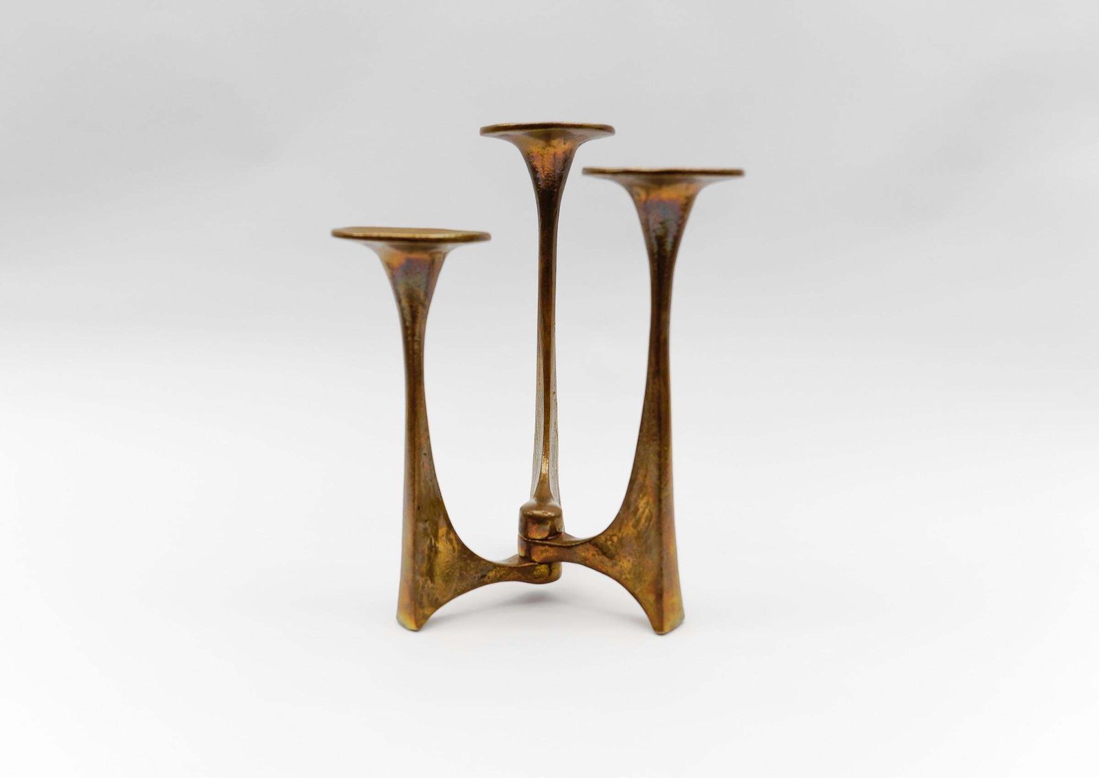 Mid Century Modern Handmade Massive Brass Candle Holder By Michael Harjes 1960s photo buy