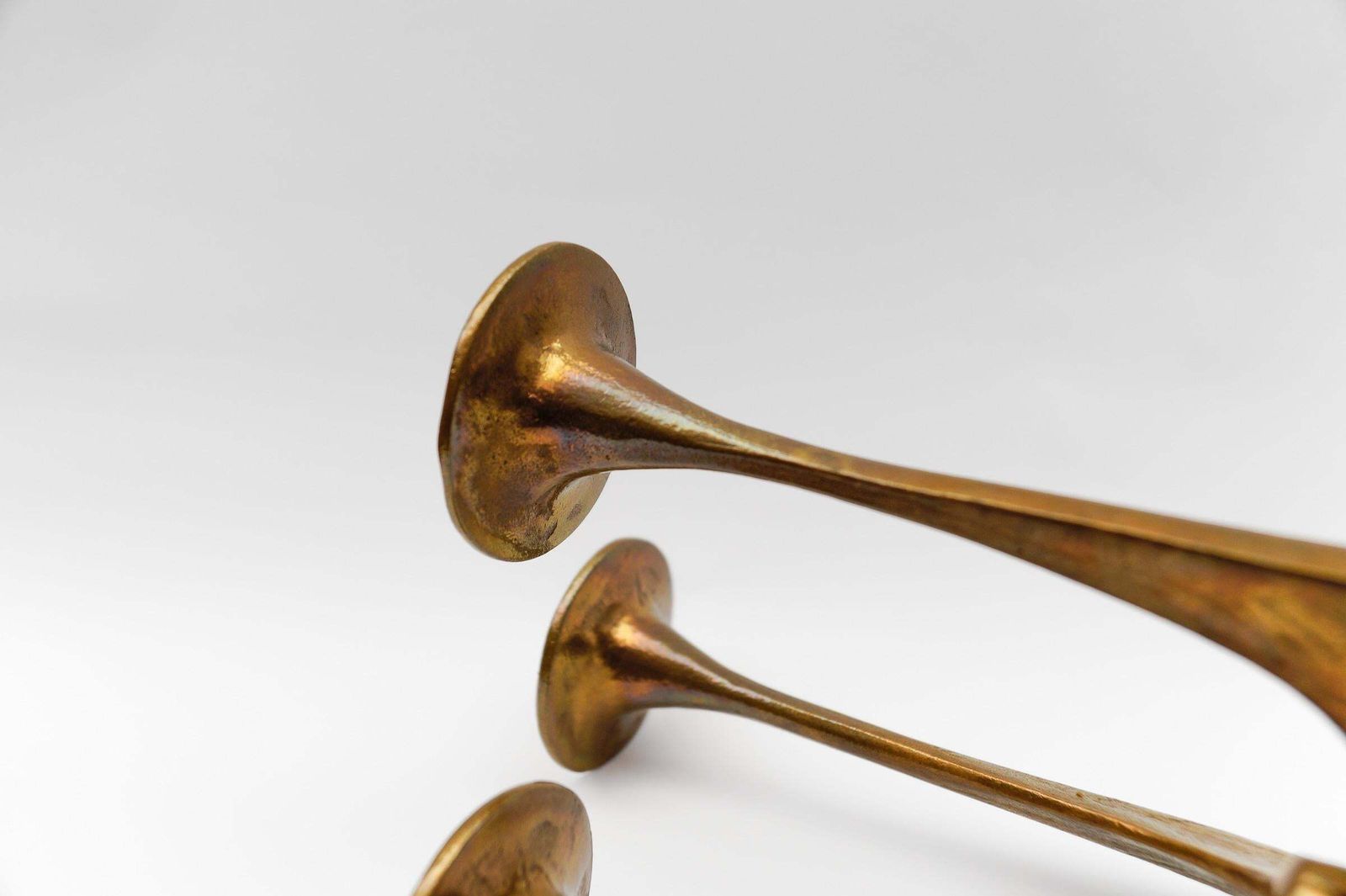 photo for sale Mid Century Modern Handmade Massive Brass Candle Holder By Michael Harjes 1960s