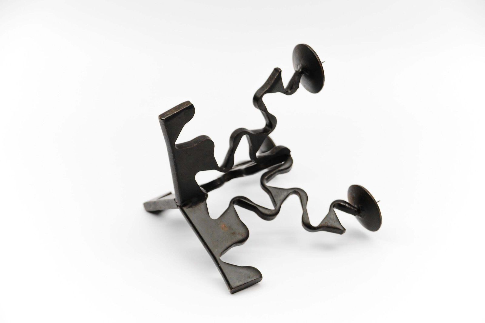 Hand Forged Iron Design Sculpture Candle Holder, 1960s photo 807.0