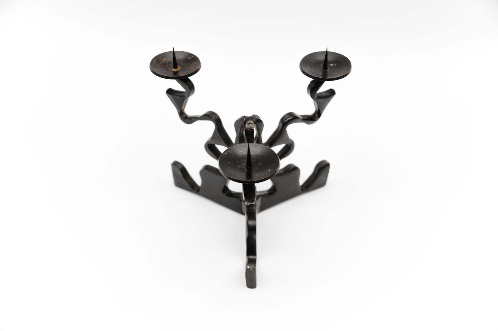 Hand Forged Iron Design Sculpture Candle Holder, 1960s photo vinterior