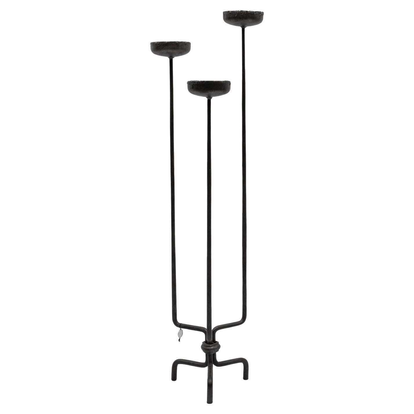Large Floor Wrought Candle Holder By Manfred Bredohl Vulkanschmiede, 1970s