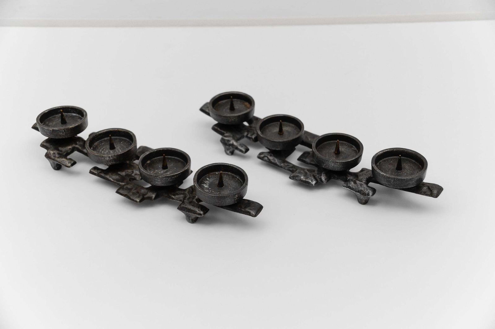 Home Decor Pair Of Wrought Iron Artist Brutalist Candleholder, 1960s Austria photo