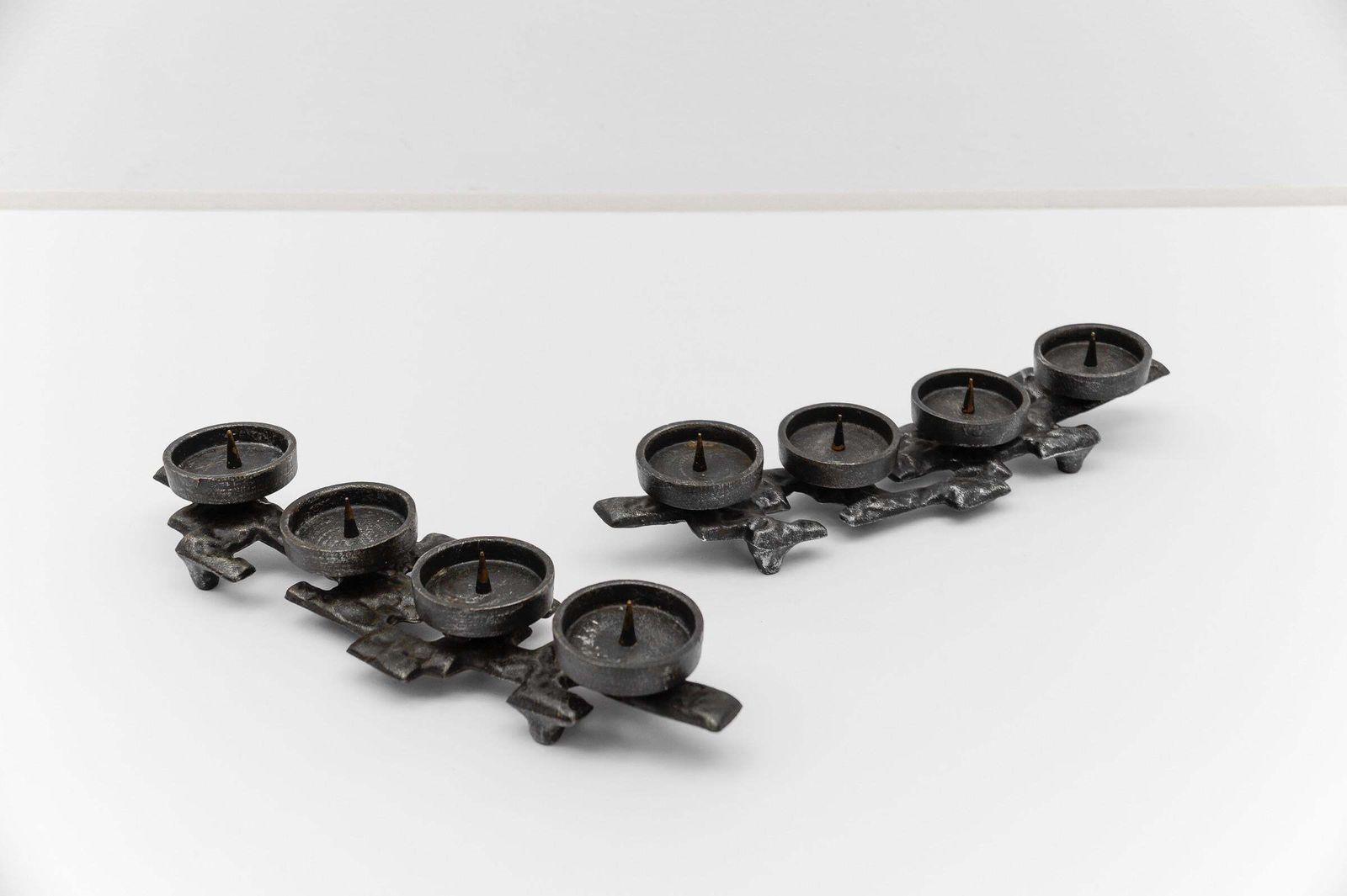 photo vinterior Pair Of Wrought Iron Artist Brutalist Candleholder, 1960s Austria