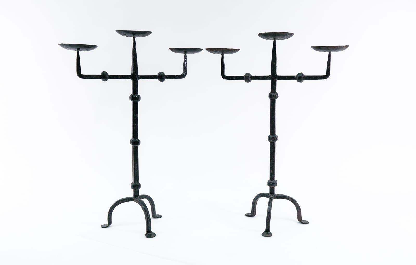 Pair Of Wrought Brutalist Candleholders, 1930s/40s, France photo furniture