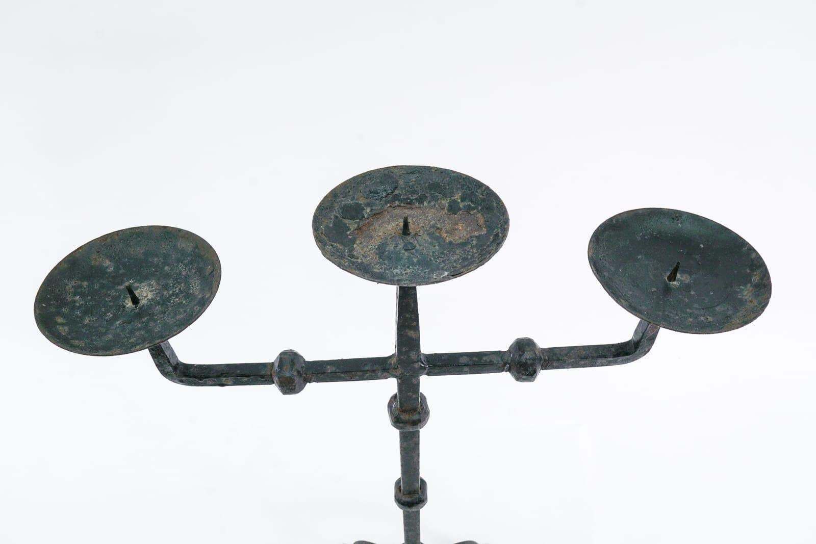 Home Decor Pair Of Wrought Brutalist Candleholders, 1930s/40s, France photo