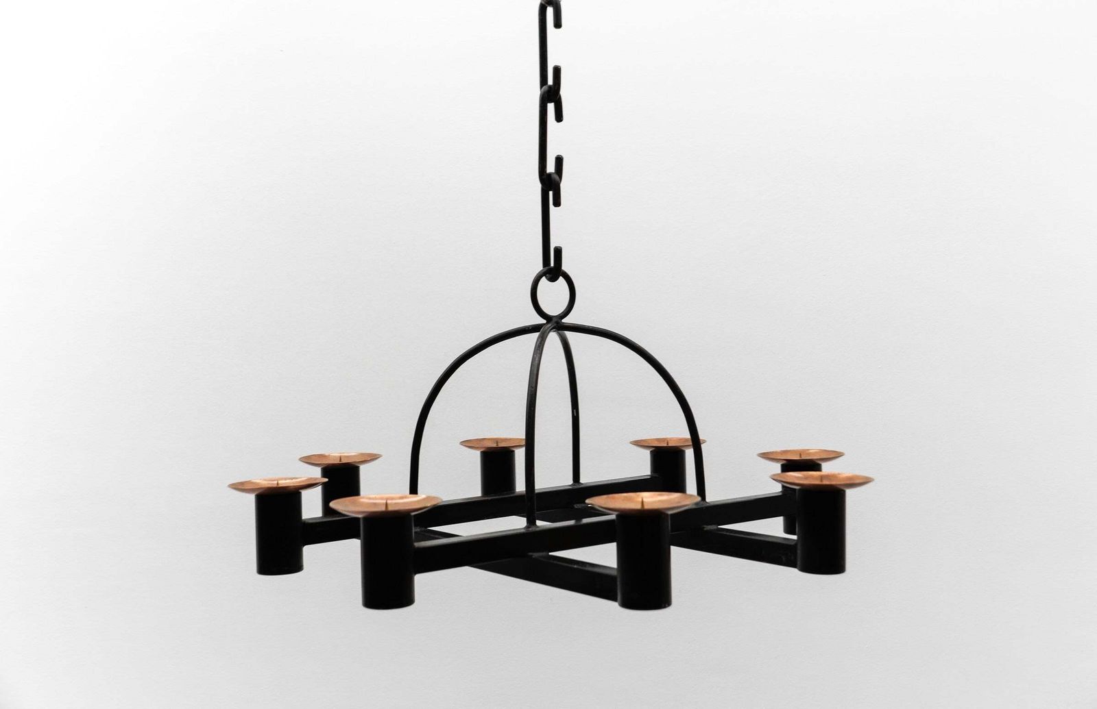 Awesome Metal And Copper Ceiling Candle Holder, 1960s Mid Century Modern photo 2421.0