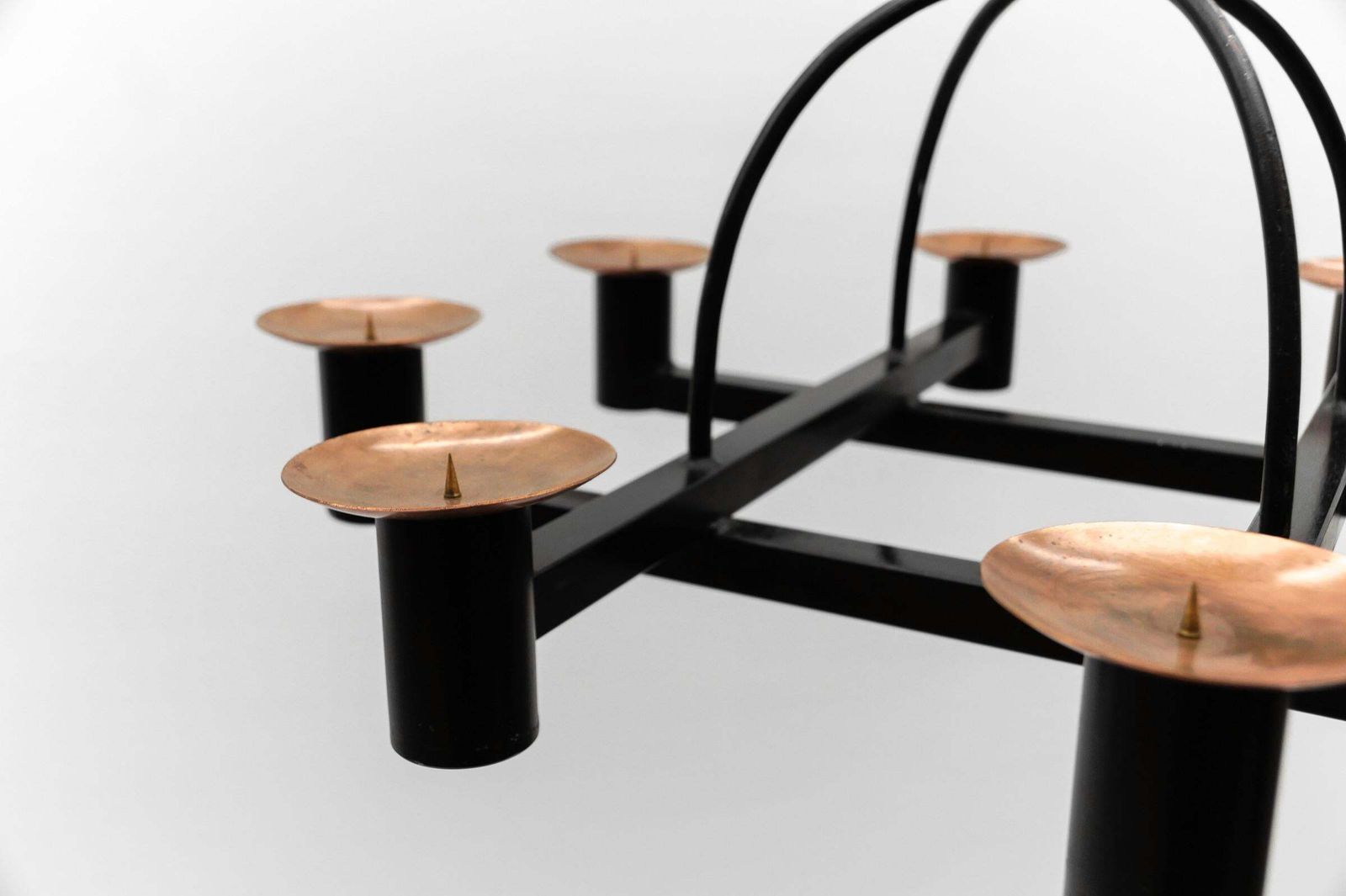 photo vinterior Awesome Metal And Copper Ceiling Candle Holder, 1960s Mid Century Modern