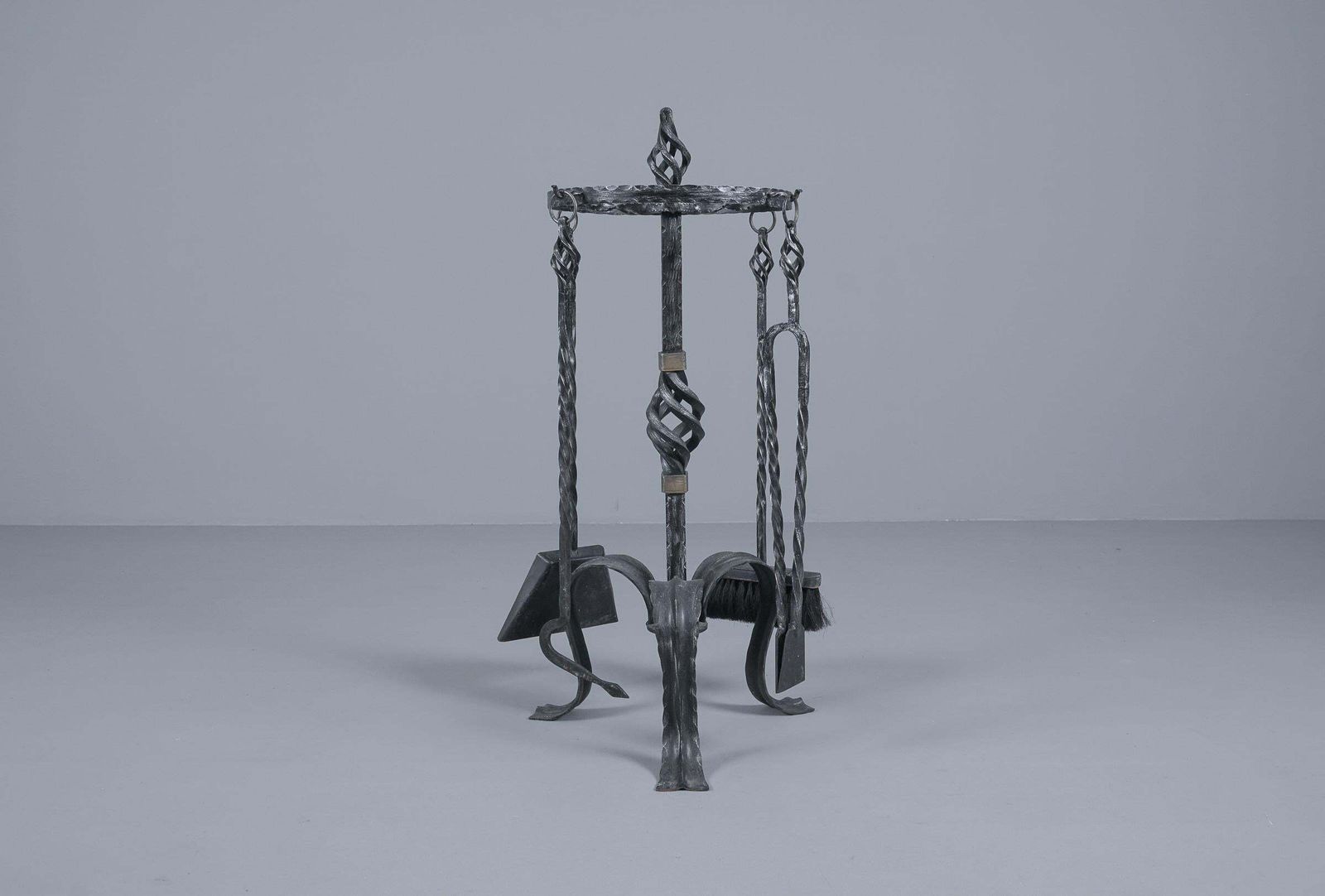 photo furniture Lovely Round Cast Iron Fireplace Tool, 1950s, Austria