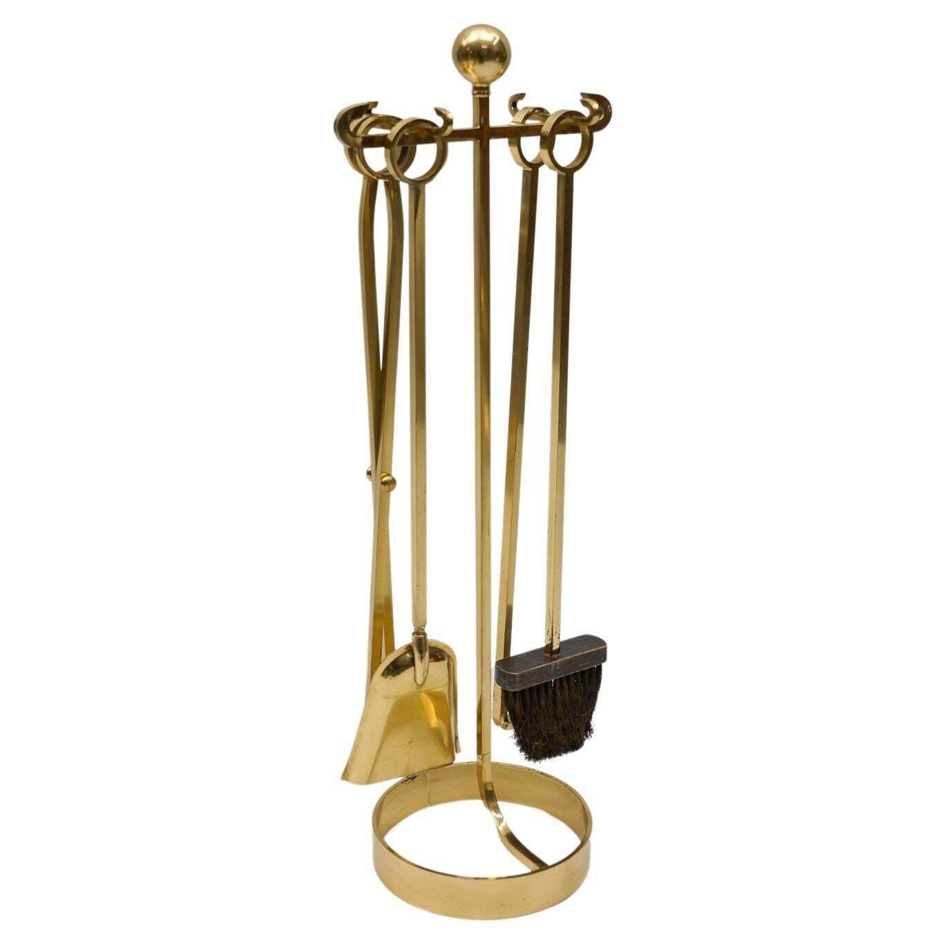 Set Of Elegant Four Arts & Crafts Fire Utensils On A Matching Stand