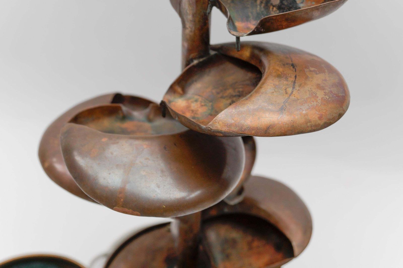 Awesome Electrical Handmade Copper Indoor Fountain With Two Flower, 1960s Italy photo vintage