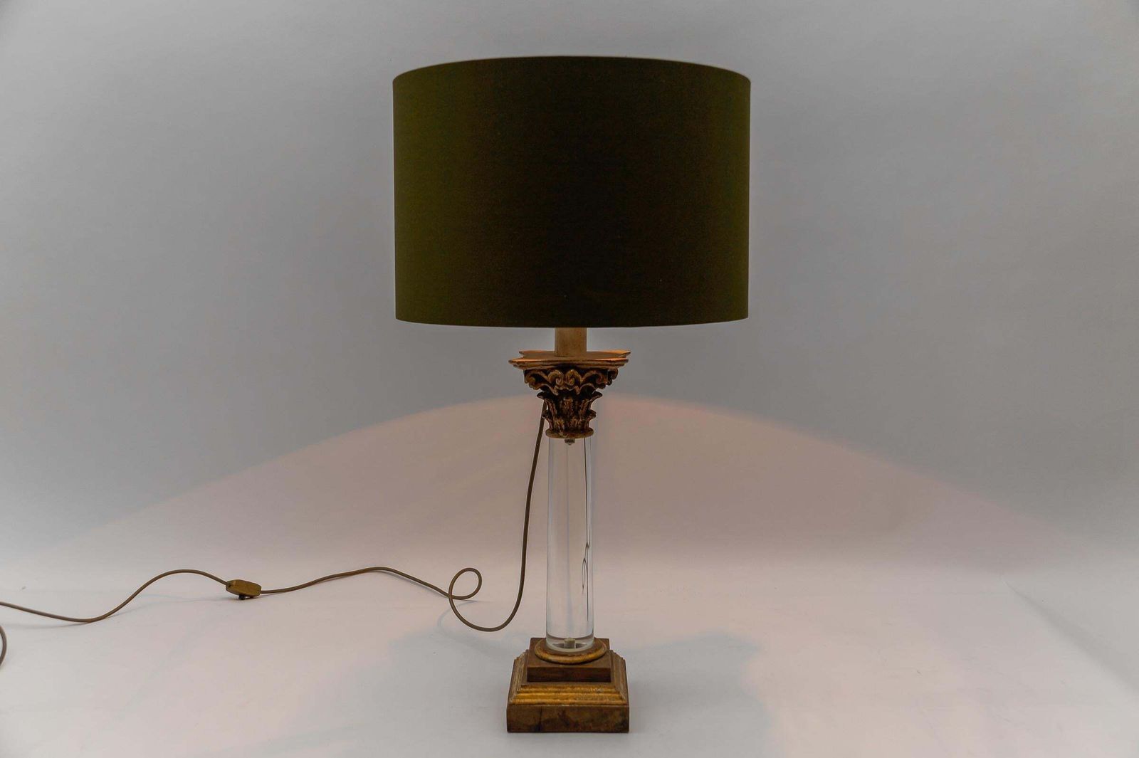 Italian Mid Century Modern Acrylic & Wood Table Lamp Base, 1960s Italy photo furniture