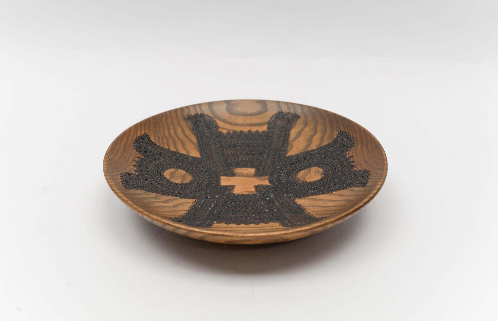 Mid Century Modern Handmade Artist's Wooden Plate With Copper Signature, 1960s photo for sale