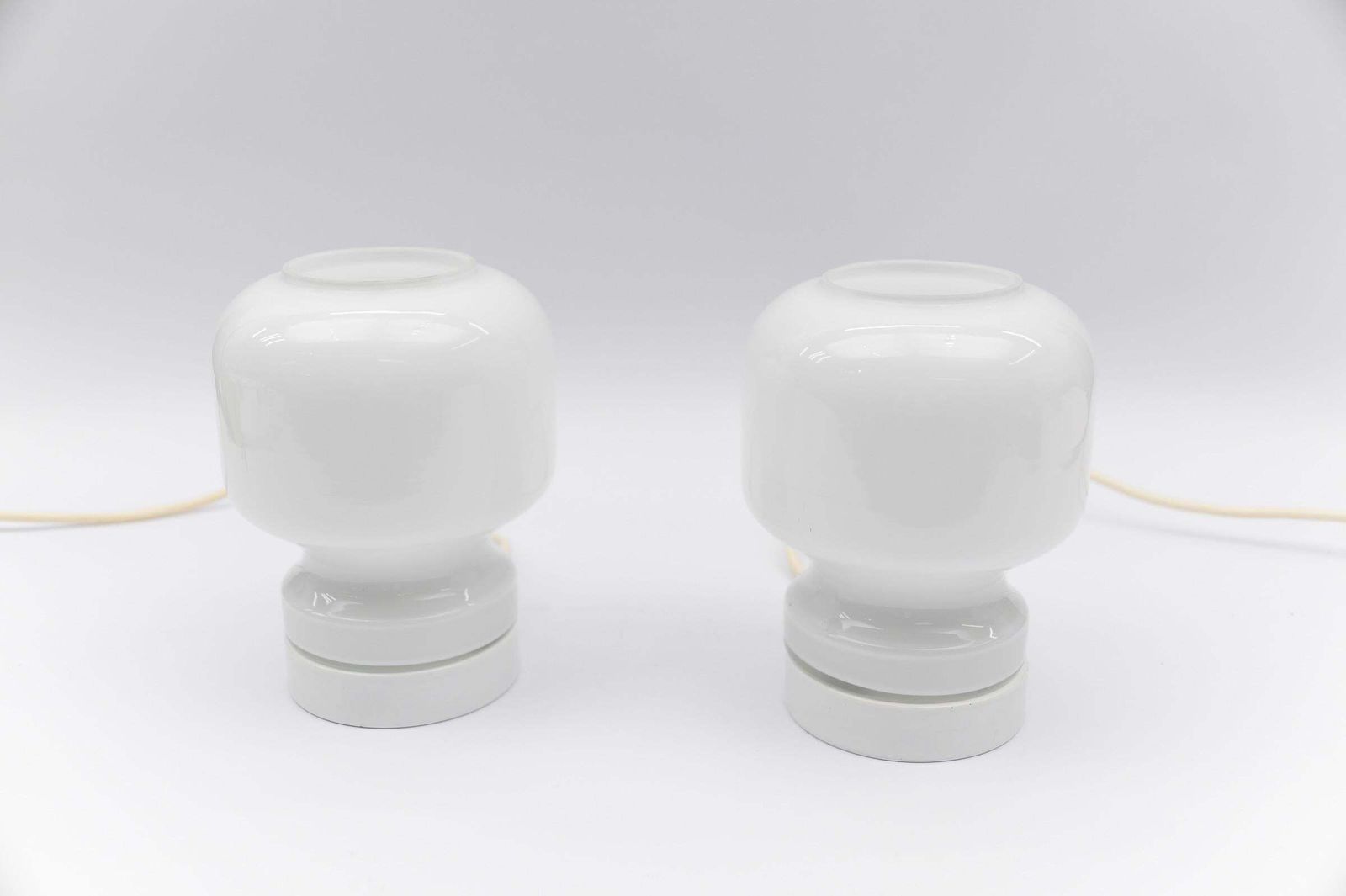 Lovely Pair Of Mid Century Modern Opal Glass Table Lamps, 1960s photo buy