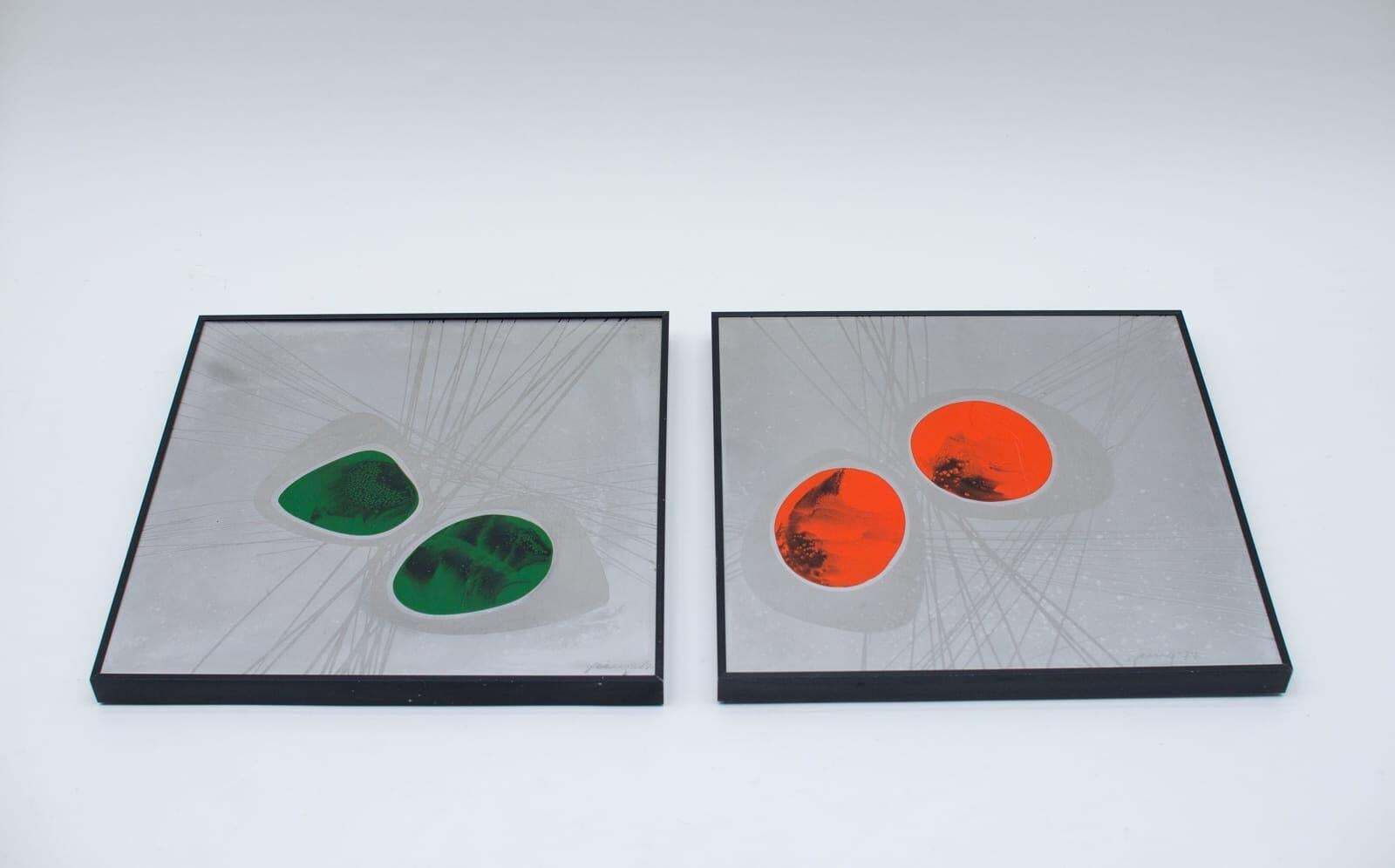 2x Unique Aluminium Mural With Enamel By Jung 1977, Germany photo for sale
