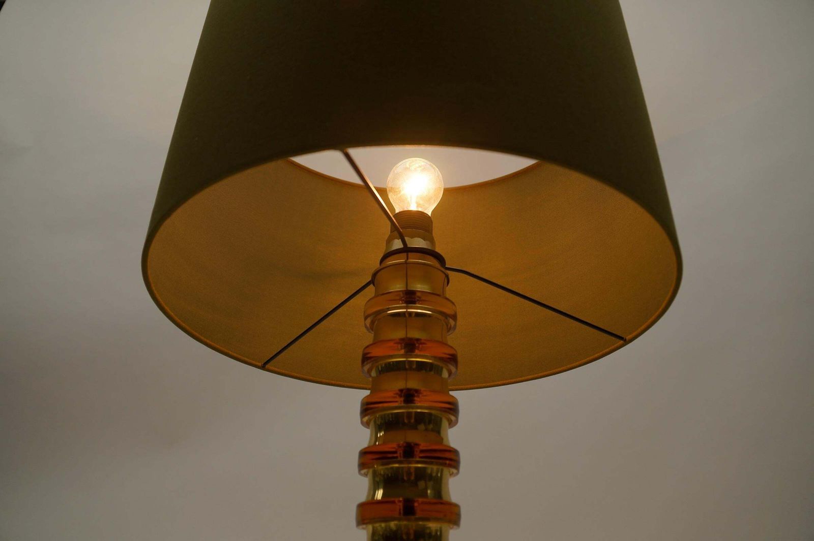 Lighting Mid Century Modern Gold Orange Swirls Table Lamp Base, 1960s Germany photo
