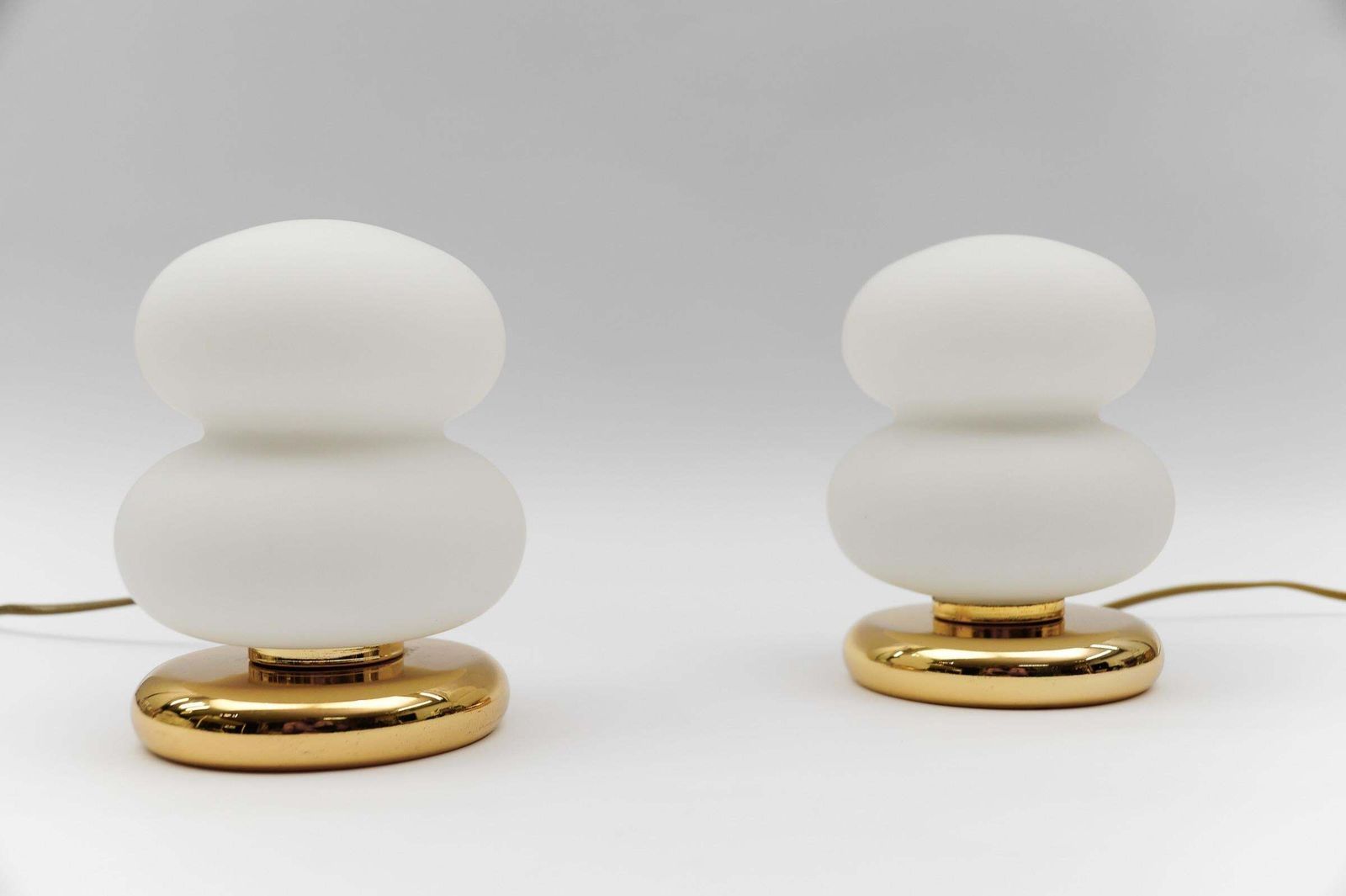 Lovely Pair Of Mid Century Modern Gold And Opal Glass Table Lamps, 1960s photo furniture