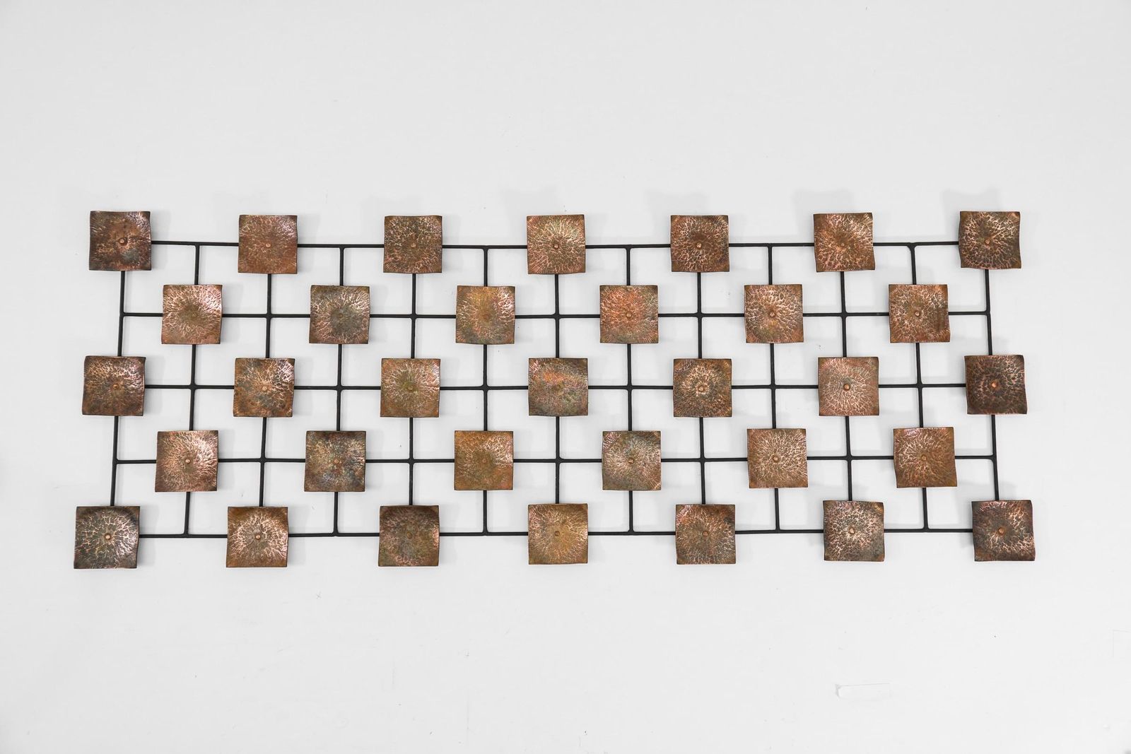 1486.0 Hang Finished Artist Mural Made Of Copper Elements On A Metal Lattice Frame photo