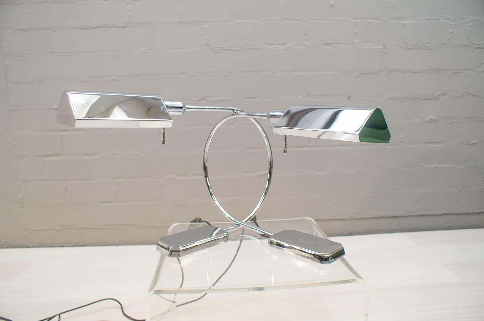 Rare Pair Vintage Chrome Arc Table Lamps By Vereinigte Werkstätten München 1970s photo 934.0