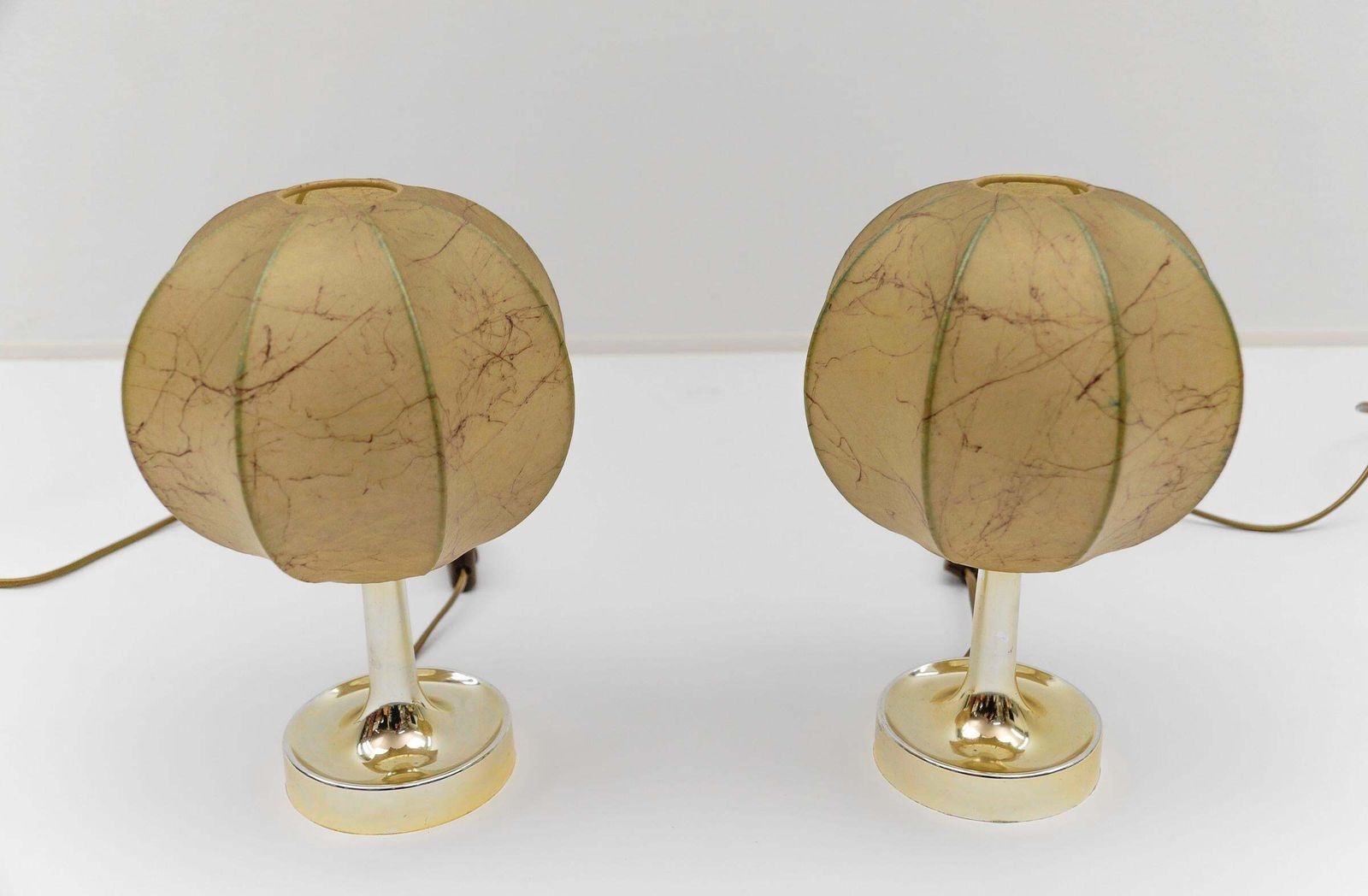 Pair Of Mid Century Modern Marbled Cocoon Tulip Table Lamps From Goldkant, 1950s photo vinterior