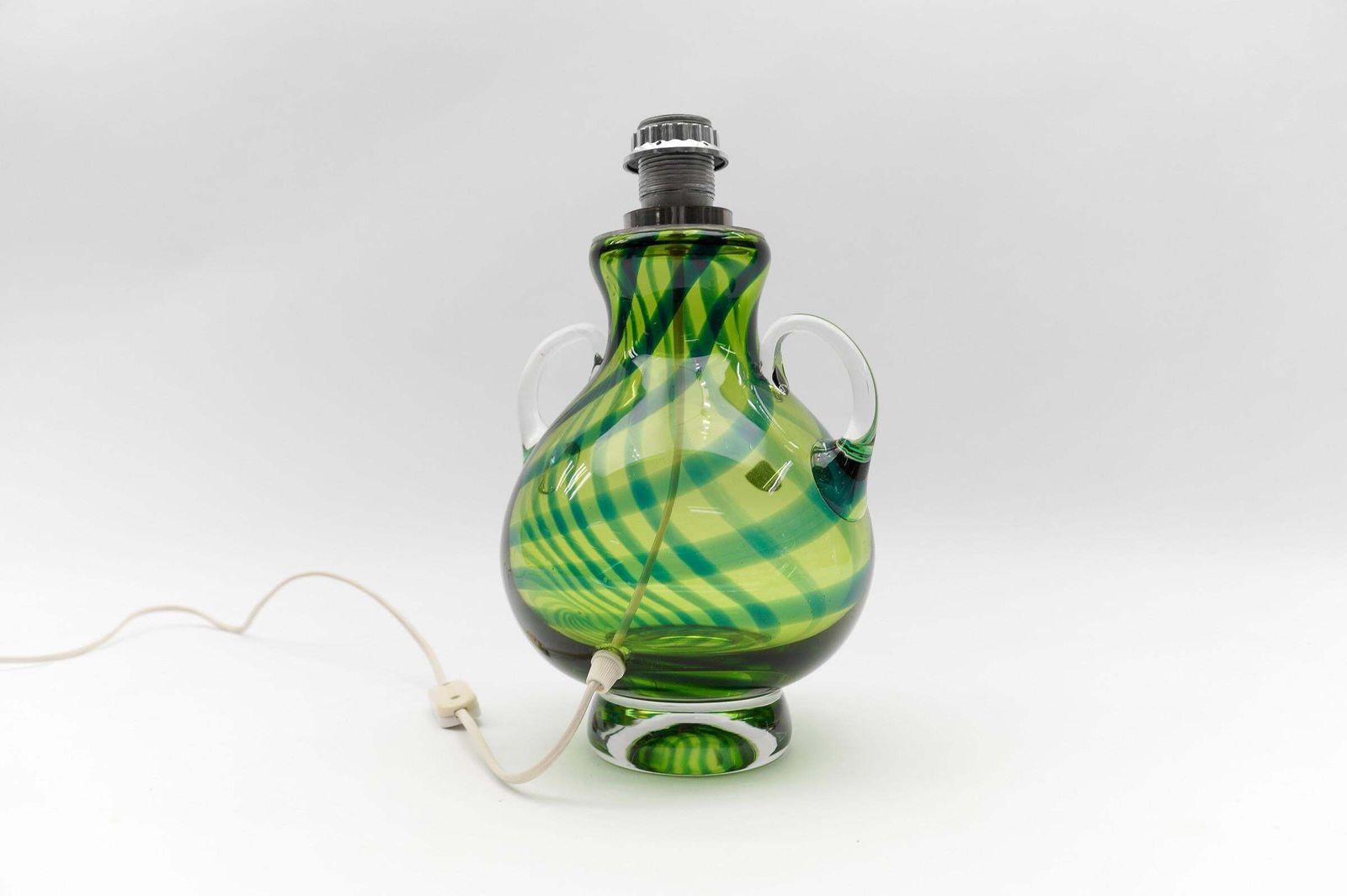 Pair Heavy Mid Century Modern Handblown Glass Table Lamp By Joska, 1970s Germany photo buy