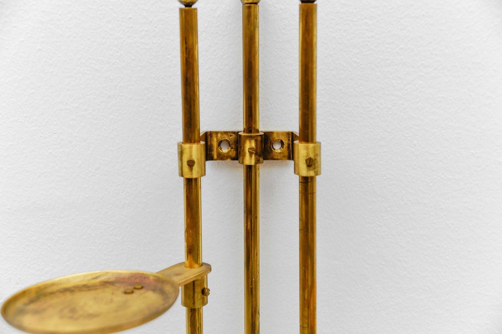 photo furniture Mid Century Modern Brass Tubular Steel Wall étagère / Flower Stand, 1950s