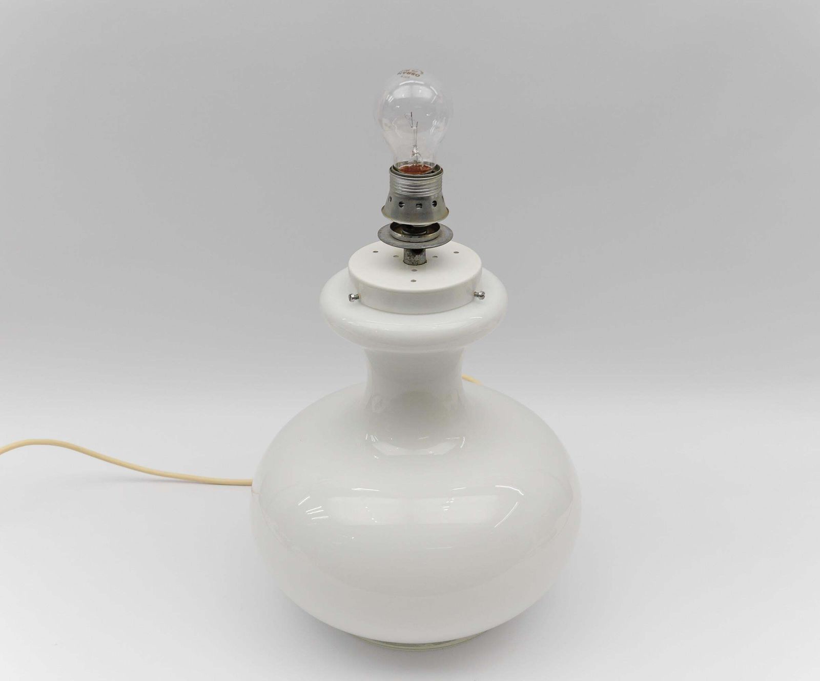 photo furniture Lovely Pair Of Mid Century Modern Opal Glass Table Lamp Bases, 1960s