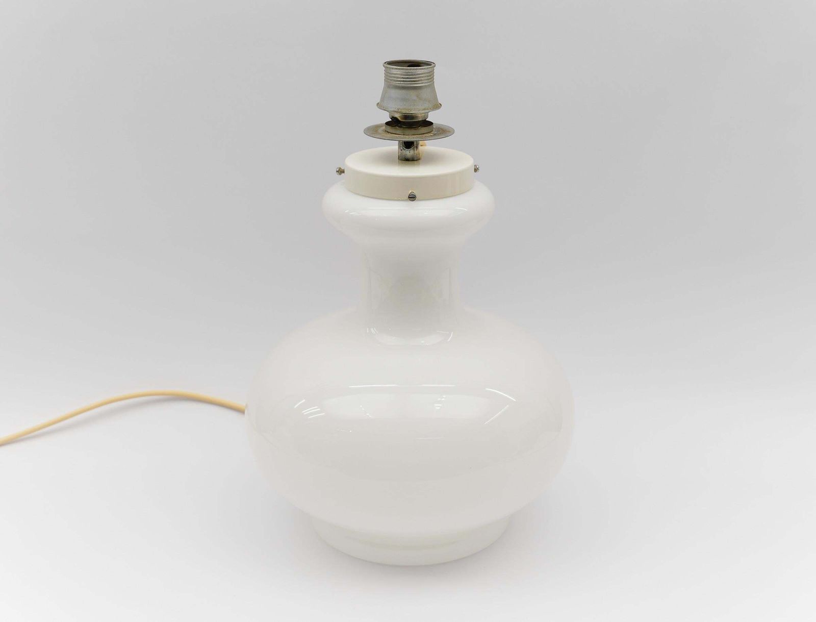 Lighting Lovely Pair Of Mid Century Modern Opal Glass Table Lamp Bases, 1960s photo