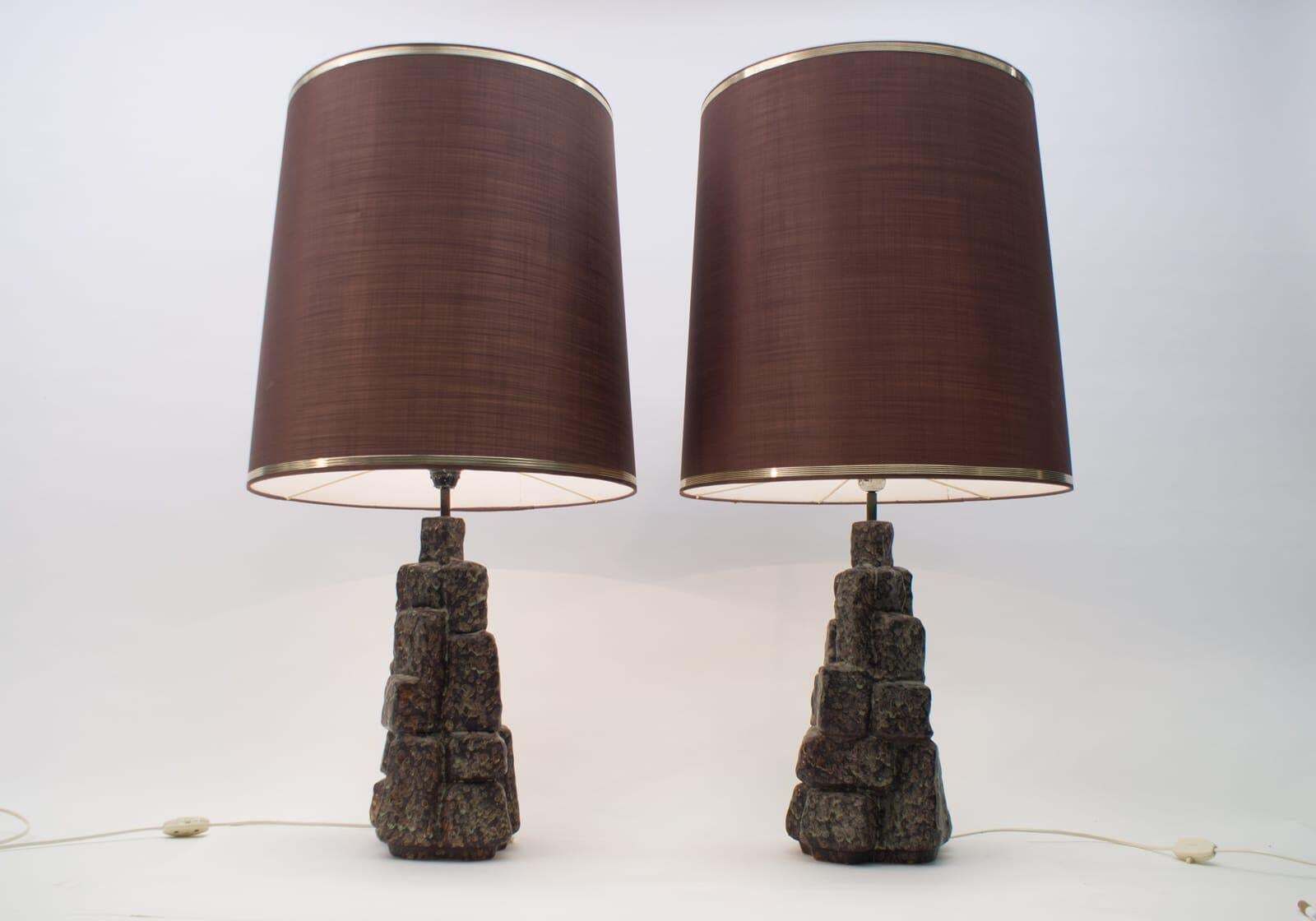 Pair Of Large Ceramic Table Lamps In The Shape Of Rocks, 1960s Italy photo furniture