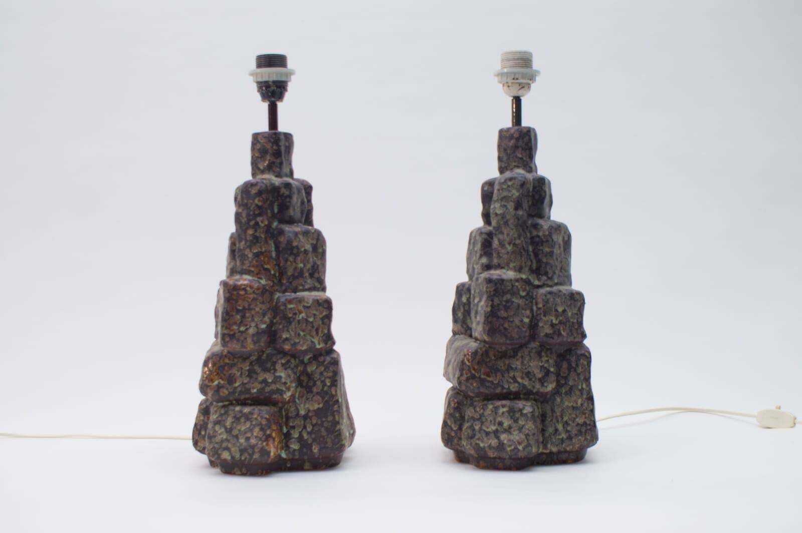 Pair Of Large Ceramic Table Lamps In The Shape Of Rocks, 1960s Italy photo 1529.0