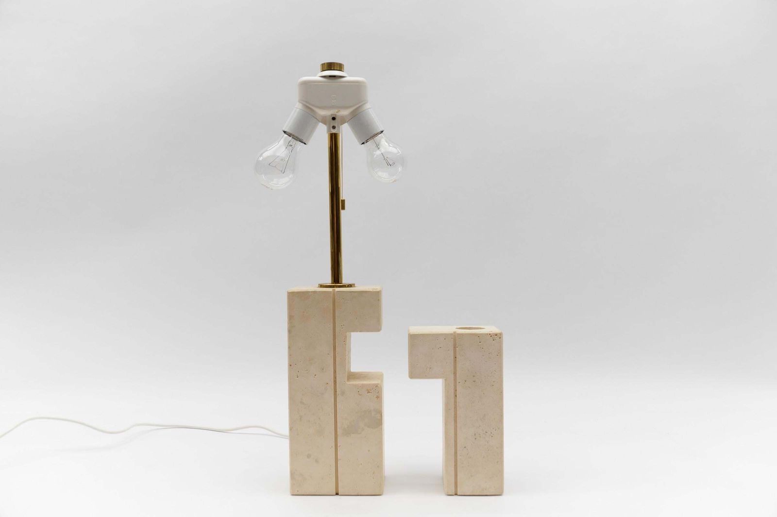 Lovely Travertine Table Lamp By Giuliano Cesari For Nucleo Sormani, 1960s, Italy photo vinterior