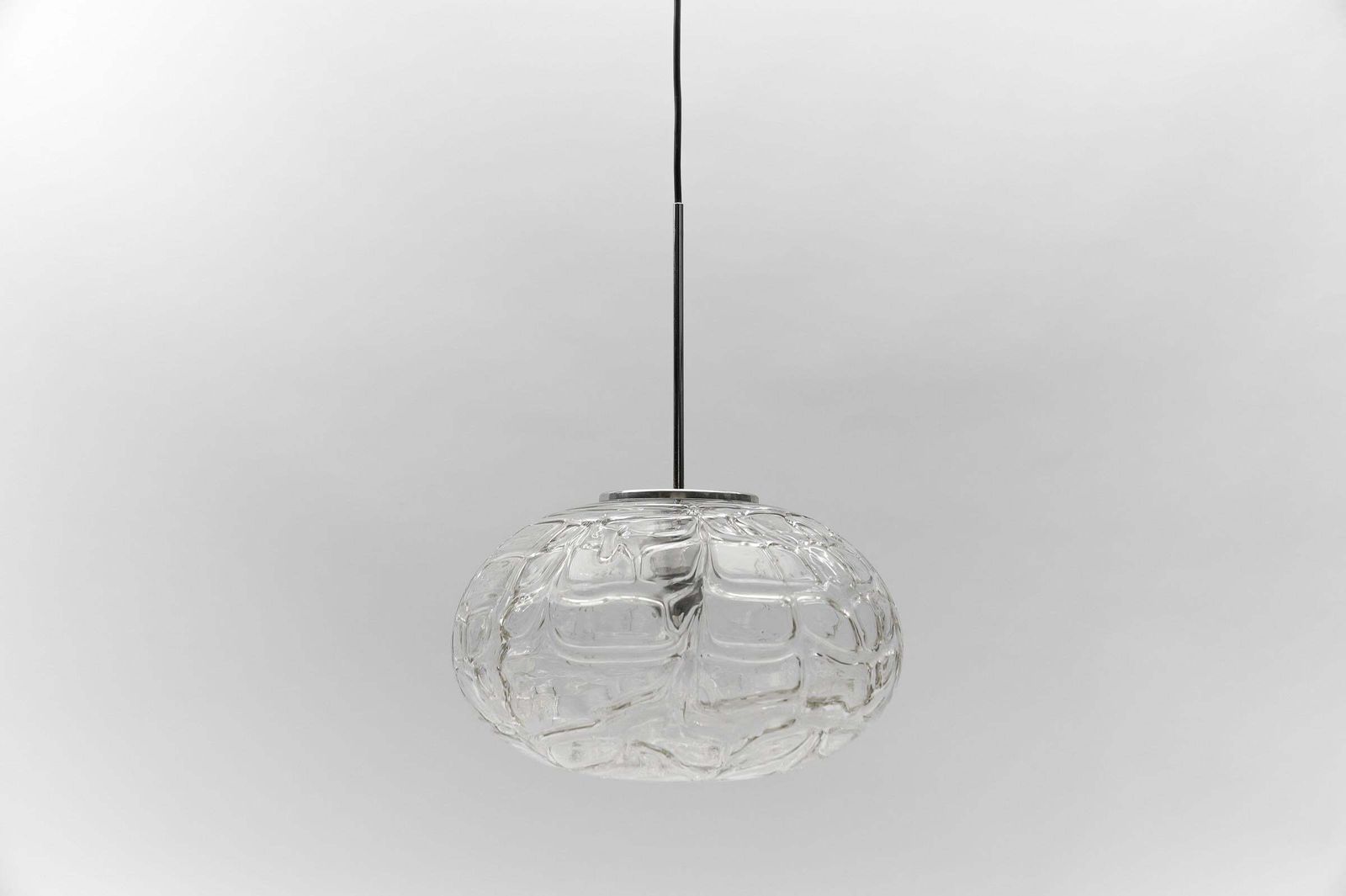 Large Oval Murano Clear Glass Ball Pendant Lamp By Doria, 1960s Germany photo Lighting