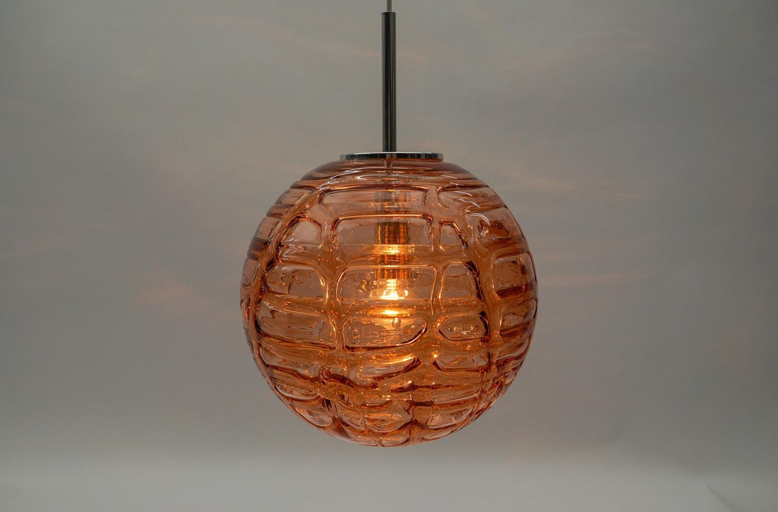 Large Murano Pink Glass Ball Pendant Lamp By Doria, 1960s Germany photo buy