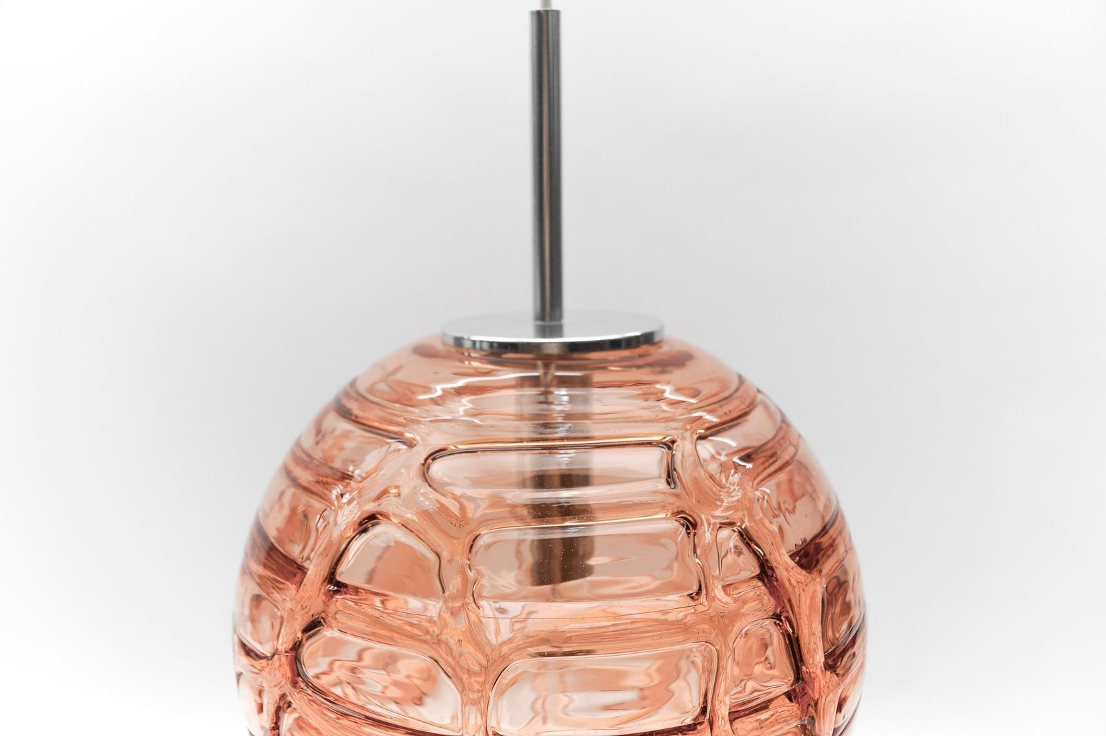 Large Murano Pink Glass Ball Pendant Lamp By Doria, 1960s Germany photo vintage