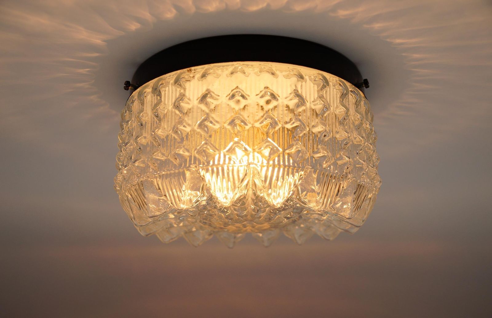 1. Of 2 Lovely Crown Glass Wall Lamp Or Flush Mount Light, 1960s Germany photo for sale