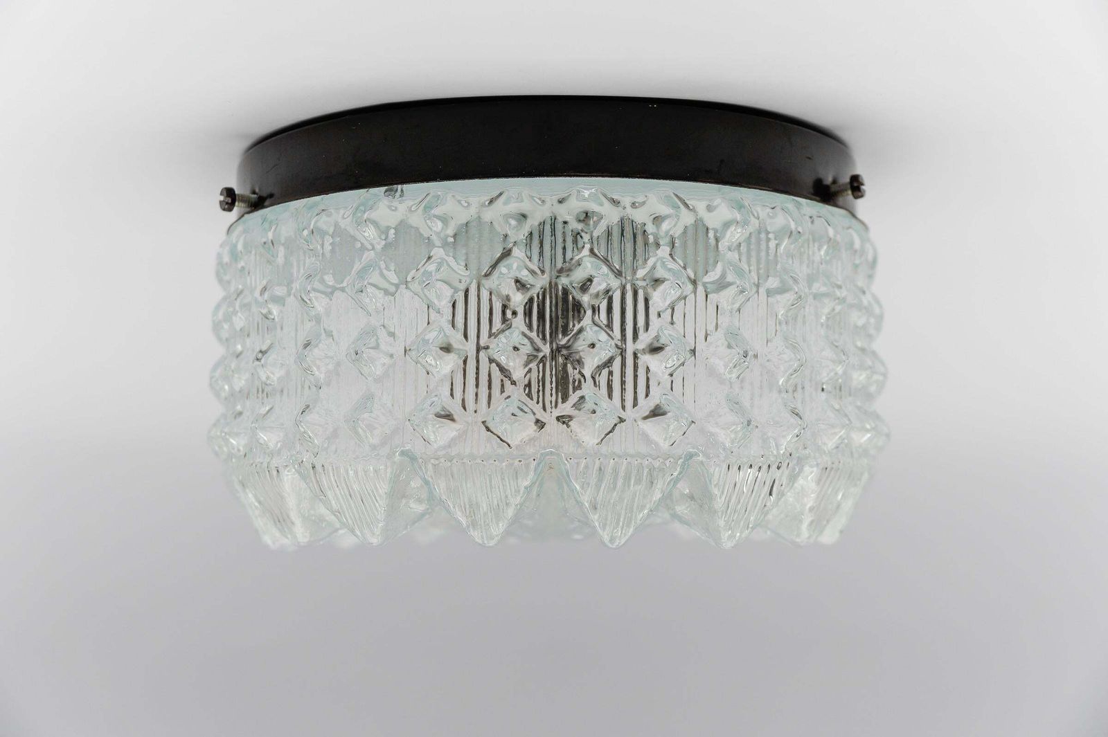 1. Of 2 Lovely Crown Glass Wall Lamp Or Flush Mount Light, 1960s Germany photo vintage