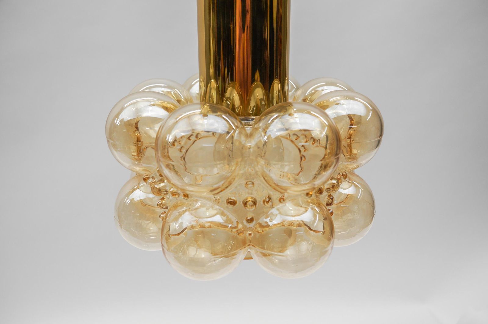 Amber Bubble Glass Ceiling Lamp By Helena Tynell For Limburg, Germany 1960s photo vinterior