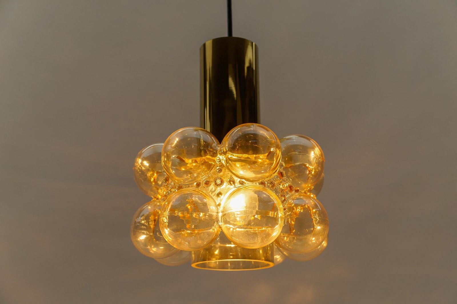 Amber Bubble Glass Ceiling Lamp By Helena Tynell For Limburg, Germany 1960s photo vintage