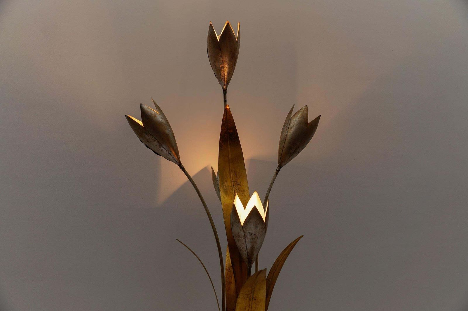 photo buy Amazing Gilded Floral Floor Lamp By Hans Kögl, Germany, 1960s