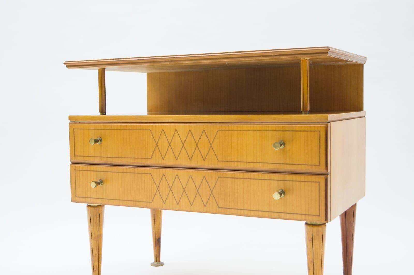 Mid Century Modern Brass And Wood Nightstands, 1950s, Set Of 2 photo buy