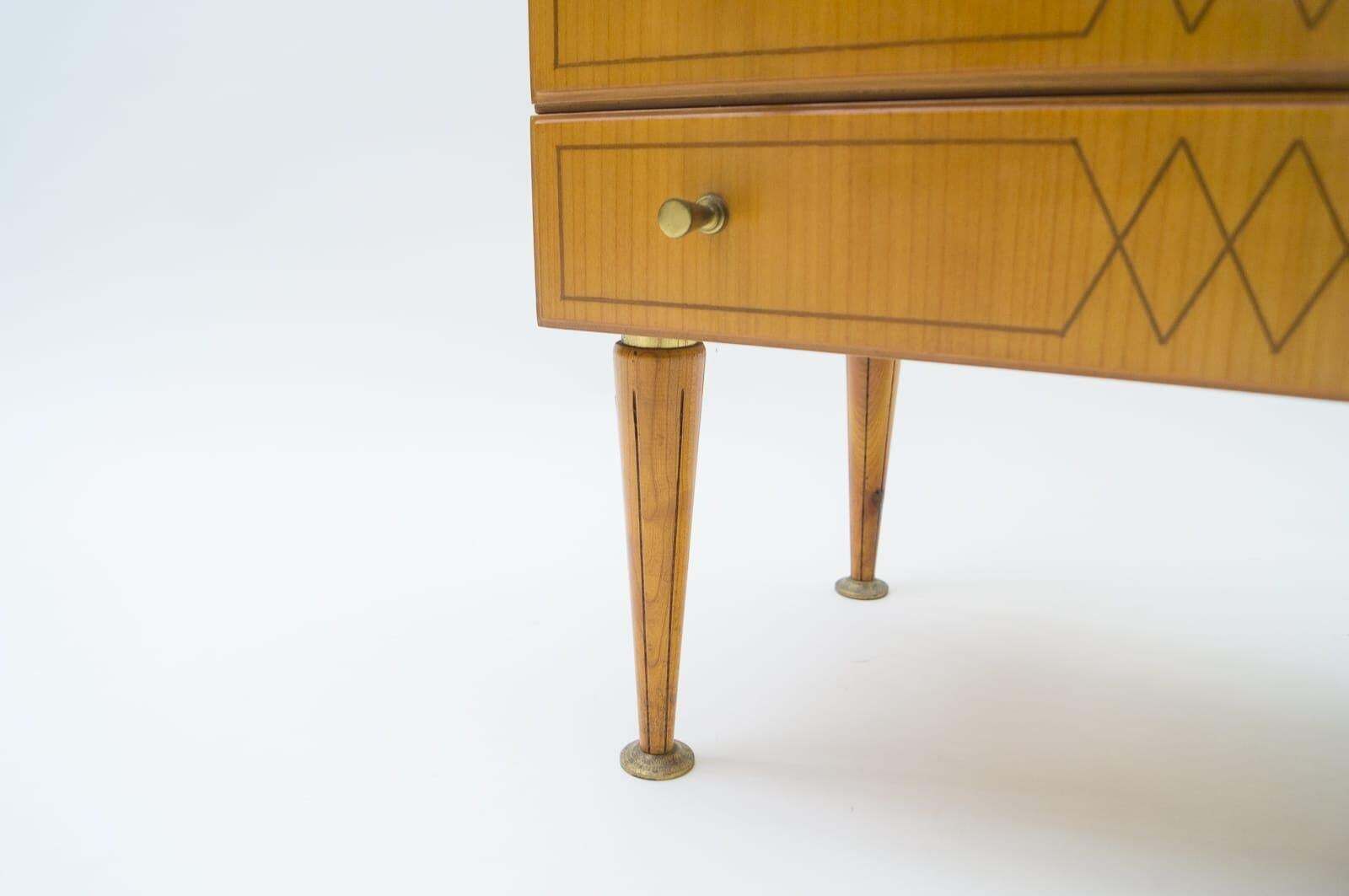 photo buy Mid Century Modern Brass And Wood Nightstands, 1950s, Set Of 2