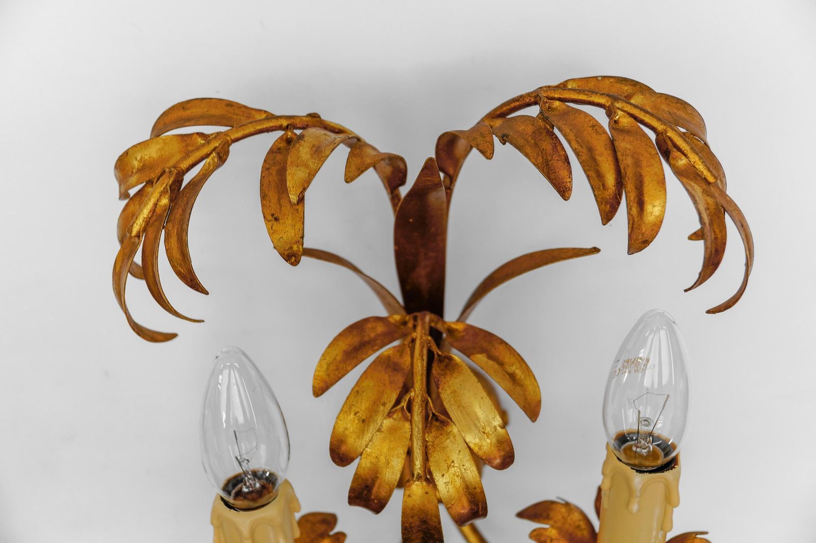 photo furniture Pair Of Hollywood Regency Double Palm Wall Lights By Hans Kögl, Germany, 1970s