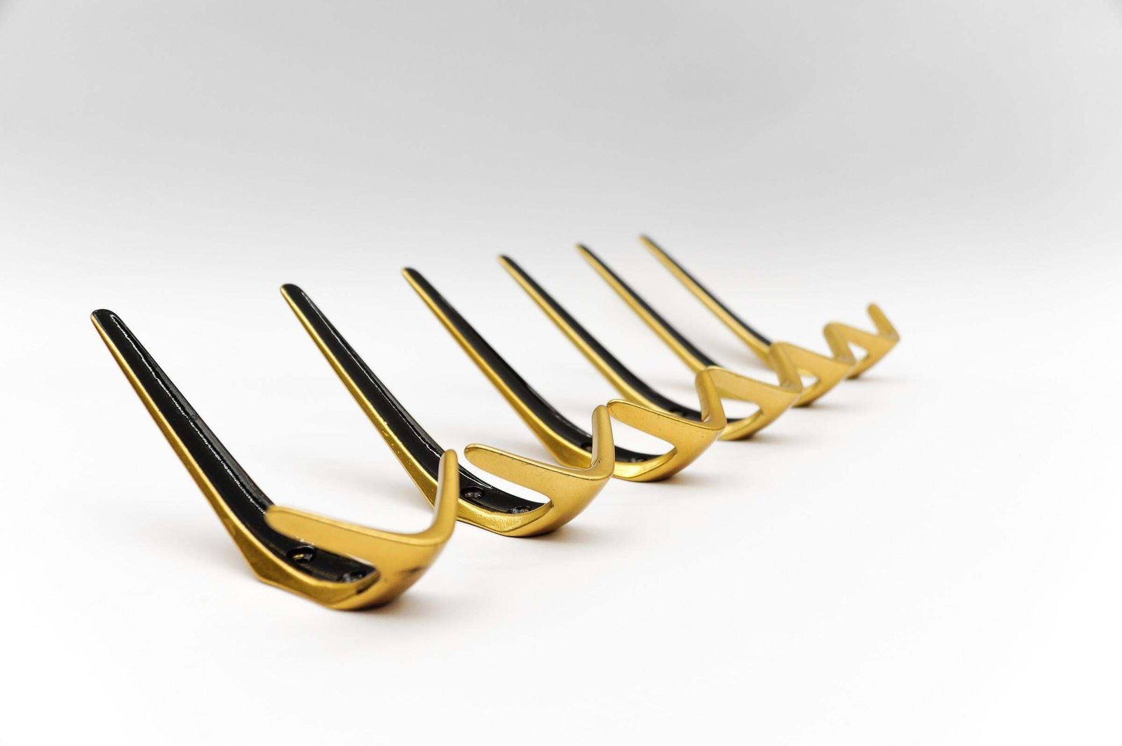 Set Of 6 Mid Century Modern Brass Wall Hooks, Austria, 1960s photo vinterior