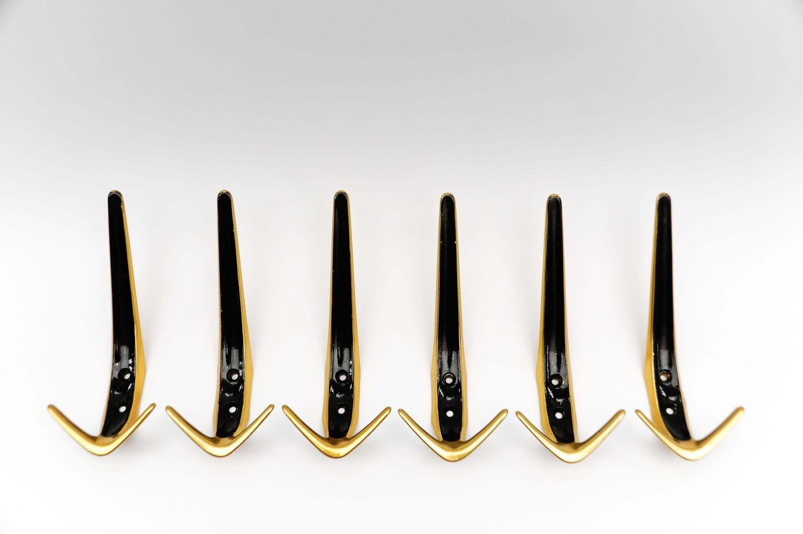 1104.0 Set Of 6 Mid Century Modern Brass Wall Hooks, Austria, 1960s photo