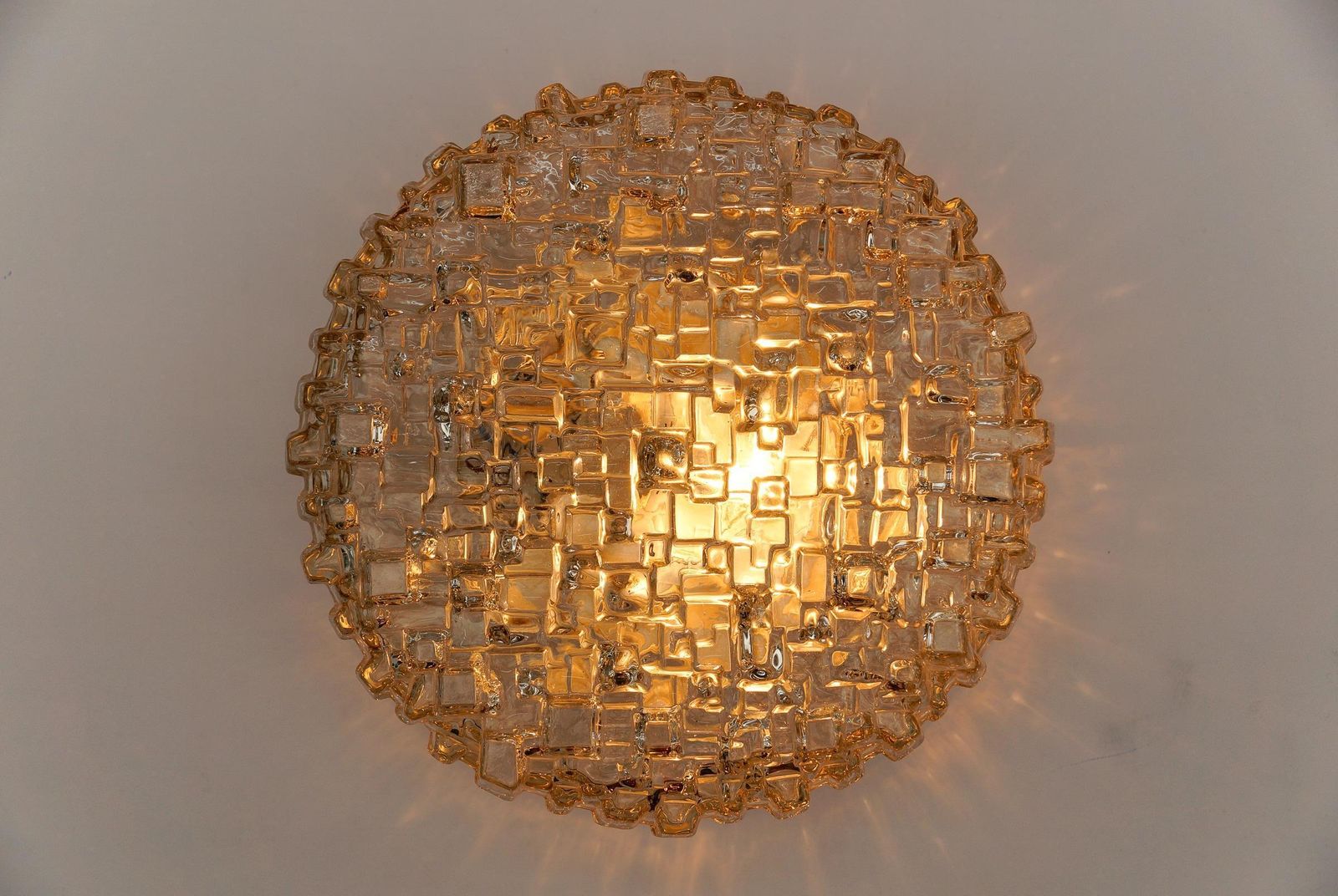 1. Of 4 Square Smoked Glass Geometric Glass Wall Lamp / Flush Mount, 1960s photo for sale