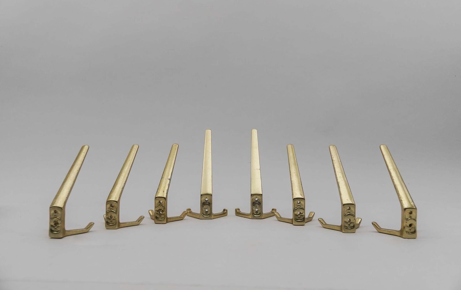 Set Of 8 Mid Century Modern Brass Wall Hooks, Austria, 1960s photo buy