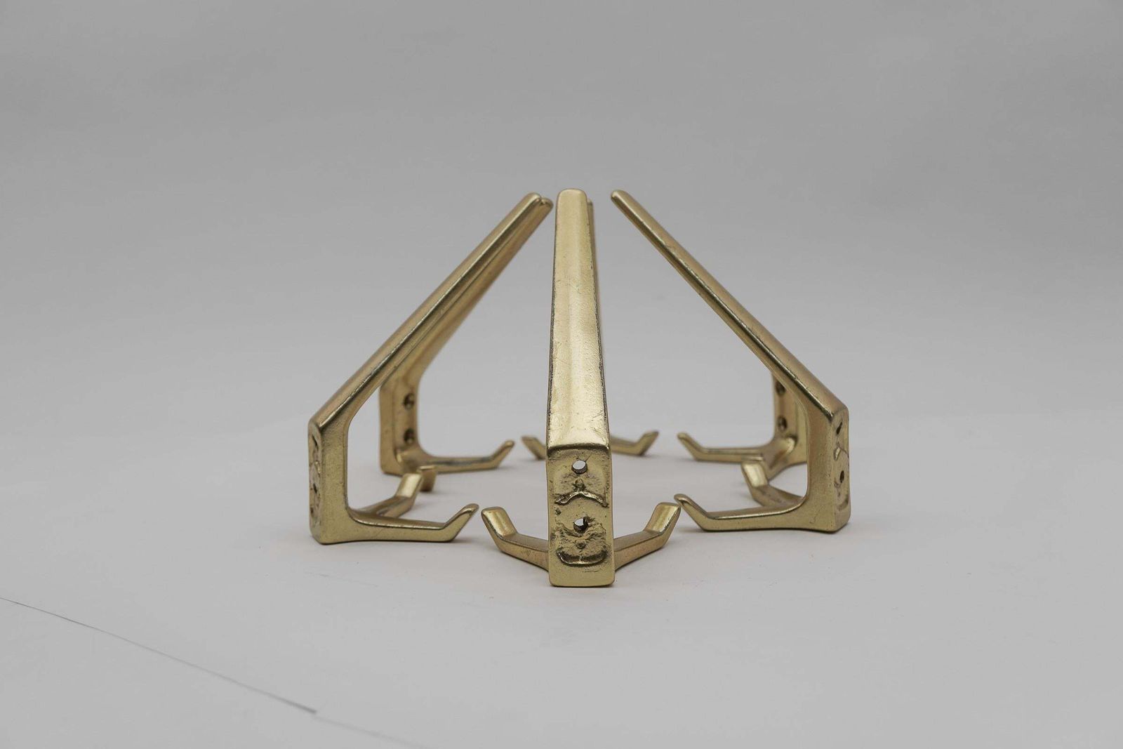 photo furniture Set Of 8 Mid Century Modern Brass Wall Hooks, Austria, 1960s